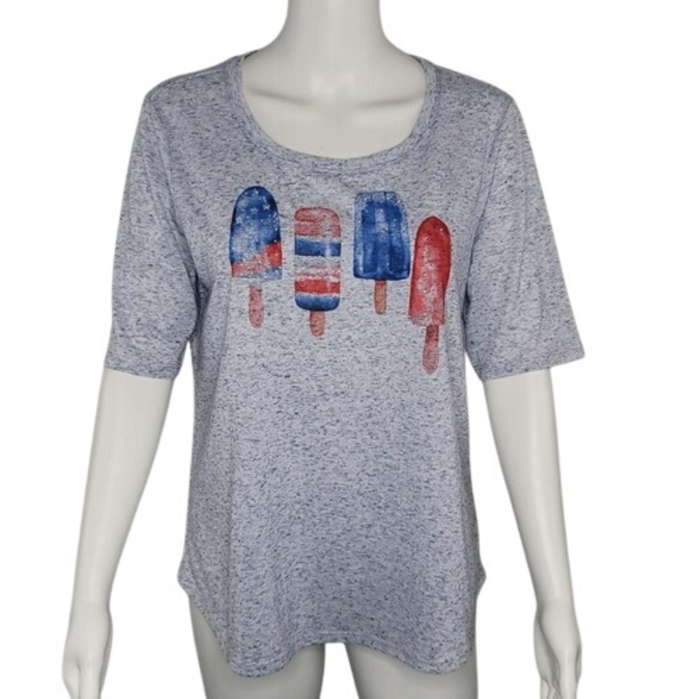Christopher &‎ Banks Blue Heather Patriotic Top
